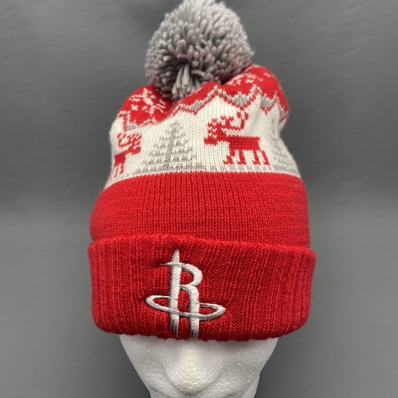 New Era Other - Houston Rockets Christmas Red/White NBA Cuffed Knit Hat Beanie With Pom Red